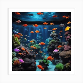 Colorful Fish In An Aquarium Art Print