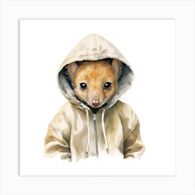 Watercolour Cartoon Wallaby In A Hoodie 2 Art Print