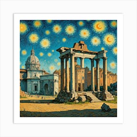 Starry Night In Rome Art Print