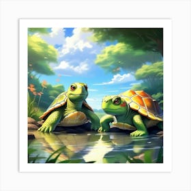 Couple of turtles Art Print