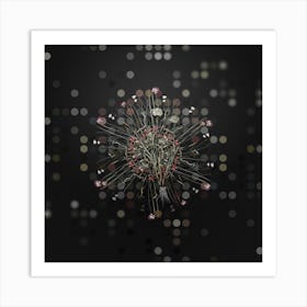 Vintage Allium Carolinianum Botanical Wreath on Dot Bokeh Pattern n.0070 Art Print