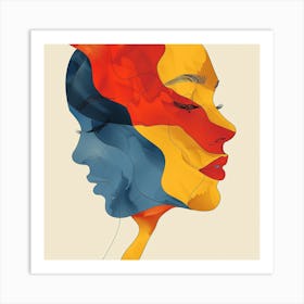 Abstract Portrait Of A Woman - Reflection, Red art, Yellow art, Blue art, city wall art, colorful wall art, home decor, minimal art, modern wall art, wall art, wall decoration, wall print colourful wall art, decor wall art, digital art, digital art download, interior wall art, downloadable art, eclectic wall, fantasy wall art, home decoration, home decor wall, printable art, printable wall art, wall art prints, artistic expression, contemporary, modern art print, Art Print