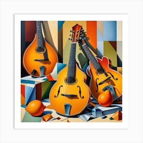 Mandolins Cubism Style Art Print