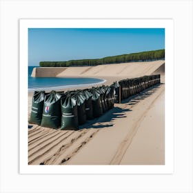 Sand Bags On The Beach 1 Art Print