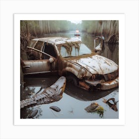 Car in Swamp Art Print