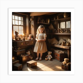 girl in old attic Art Print