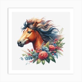 Horse With Flowers 3 Art Print