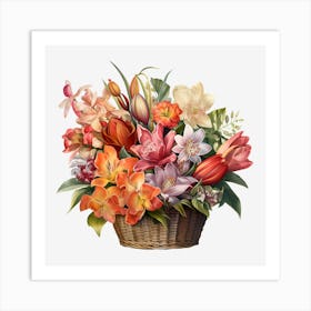 Basket Of Flowers 2 Art Print