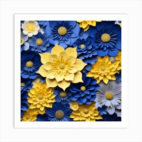 Blue And Yellow Flowers Art Print