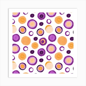 Circles Retro Tan Purple Art Print