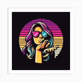Retro Girl In Sunglasses Art Print