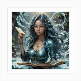 Girl Holding A Book Art Print