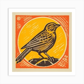 Retro Bird Lithograph Yellowhammer 4 Art Print