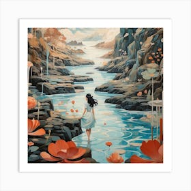 Girl In The Water Art Print