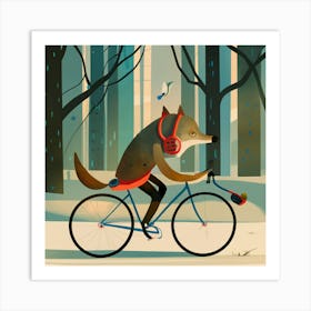 Fox On A Bike 6 Art Print