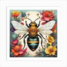 Colorful Insect Illustration Bee Art Print 1 Art Print