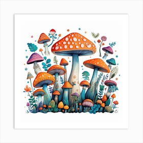 Mushrooms And Flowers 28 Art Print