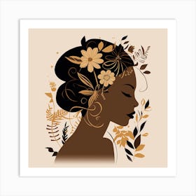 Portrait Of A Woman With Flowers Art Print