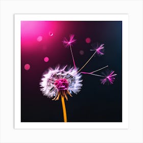 Floating Pink Dandelion Seeds Art Print