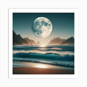 Full Moon Over The Ocean 12 Art Print