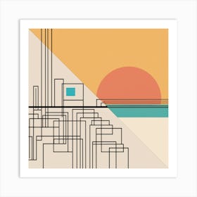 City At Sunset Art Print