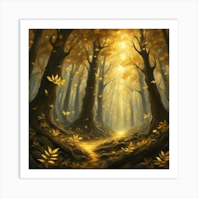 Golden Autumn Forest Art Print