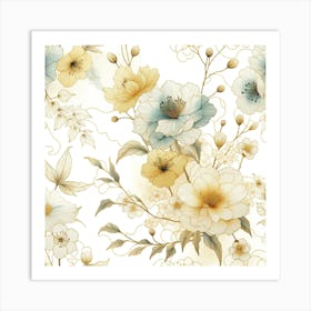 Floral Seamless Pattern 1 Art Print