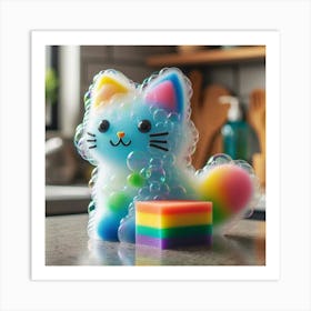 Rainbow Cat Soap Art Print