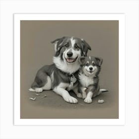 Dog And Puppy Art Print