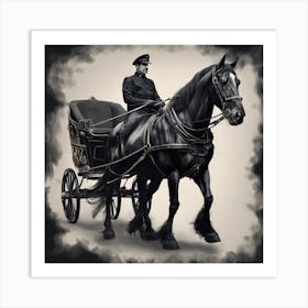 Black Horse And Carriage Art Print