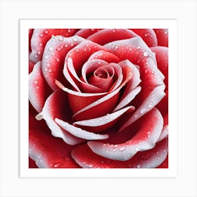 Red Rose With Water Droplets 1 Art Print