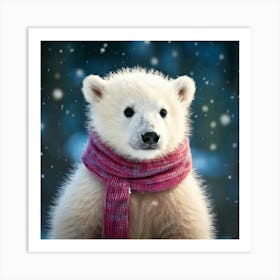 Firefly Adorable Polar Bear Cub In Cozy Winterwear 13612 (2) Art Print