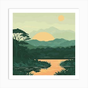 Sunset In The Jungle 3 Art Print