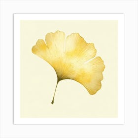Title: "Gilded Flora: The Golden Ginkgo"  Description: "Gilded Flora" celebrates the unique beauty of the ginkgo leaf, a symbol of resilience and longevity. The golden hues of the leaf are rendered with a luminosity that echoes the warmth of sunlight, capturing the leaf's fan-like shape and delicate veining. This piece conveys the essence of autumn's gilded display, where each leaf becomes a natural relic of time's passage. The subtle play of light and shadow, along with the gentle texture, imparts a sense of depth and life to the artwork. It's an elegant homage to the enduring ginkgo, offering a touch of timeless beauty and a whisper of nature's enduring grace to any space. Art Print