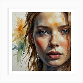 Watercolor Portrait Of A Girl 9 Art Print