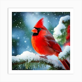 Firefly Vibrant Cardinal In Serene Snowy Winter Day 24189 (2) Art Print