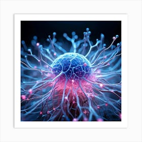 A Head Like 3d Render Nucleoli Luminescing In An Intricate Network Of Neural Connections Depicts A 2 1 Art Print