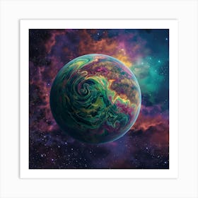 Psychedelic Earth With A Milky Way Art Print