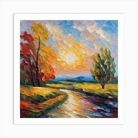 Sunset By The River Art Print