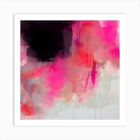 Bold Abstract Art, Vibrant Hot Pink, Red & Black Minimalist Print, Trending Contemporary Wall Art by Coltxwilde, Décor for Living Room & Bedroom 'Pink Cascade' Art Print