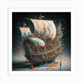 Ship with a splash of colour 4 Art Print