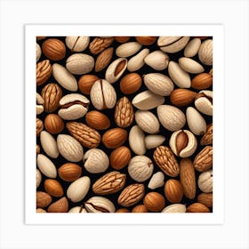 Almonds On A Black Background 3 Art Print