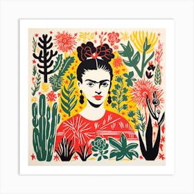 Frida Kahlo and Plants Art Print