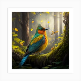 Colorful Bird In The Forest Art Print