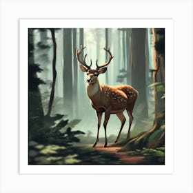 Deer In The Forest 38 Art Print