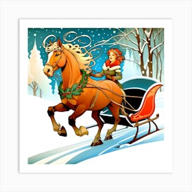 Sleigh in the Snow Art Print