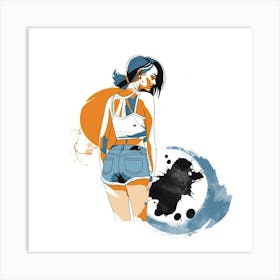 Girl In Shorts Art Print