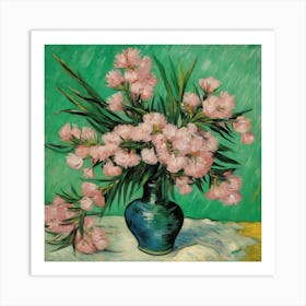 Pink Flowers In Vase Oleanders Vincent Van Gogh 7 Art Print