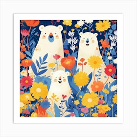 Polar Bears In The Garden Art Print