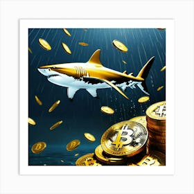 Shark With Bitcoins Art Print